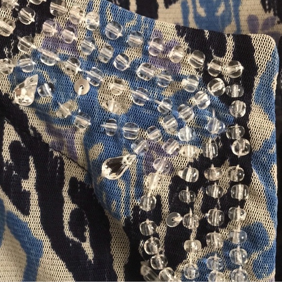 INC Blouse, EUC, Blue, Size L, Beads & Keyhole Neckline - Picture 4 of 13